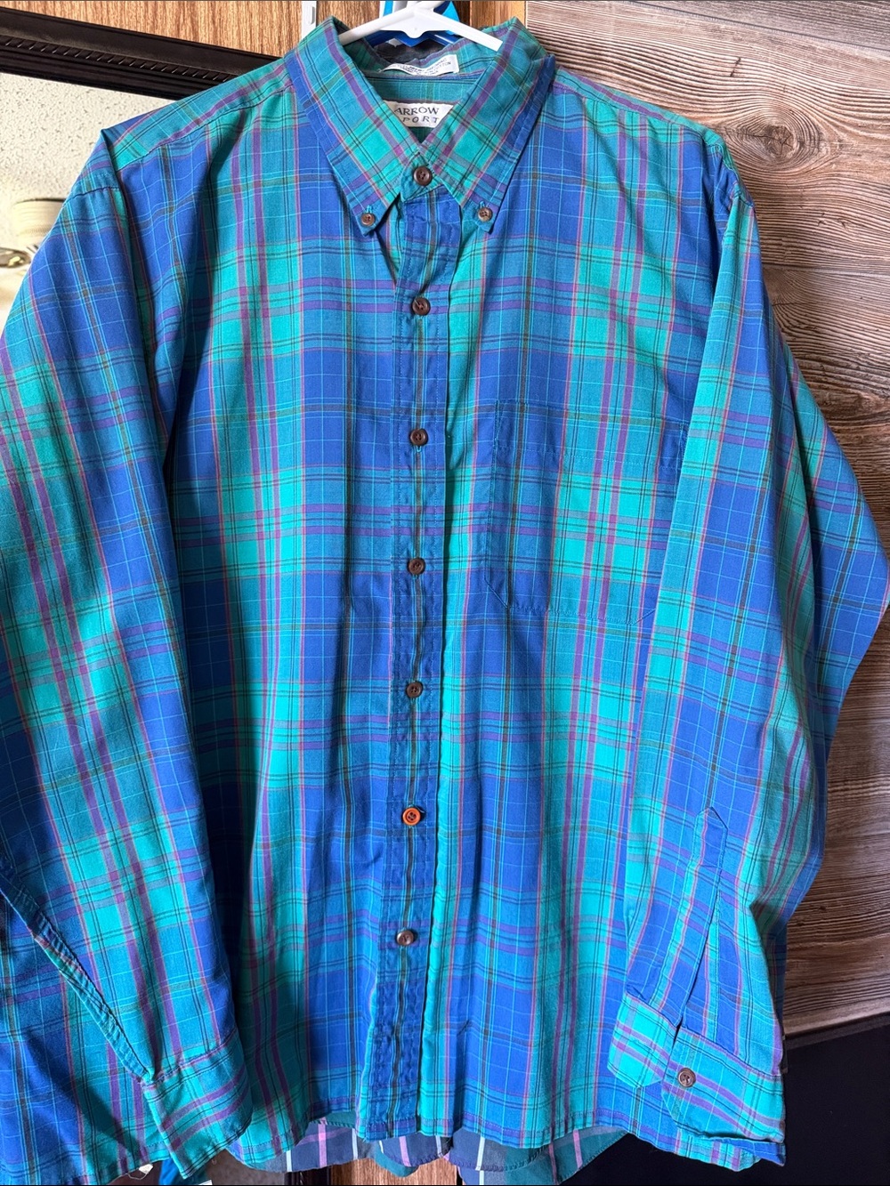 Arrow Blue & Teal Plaid Men's Button-Down Shirt